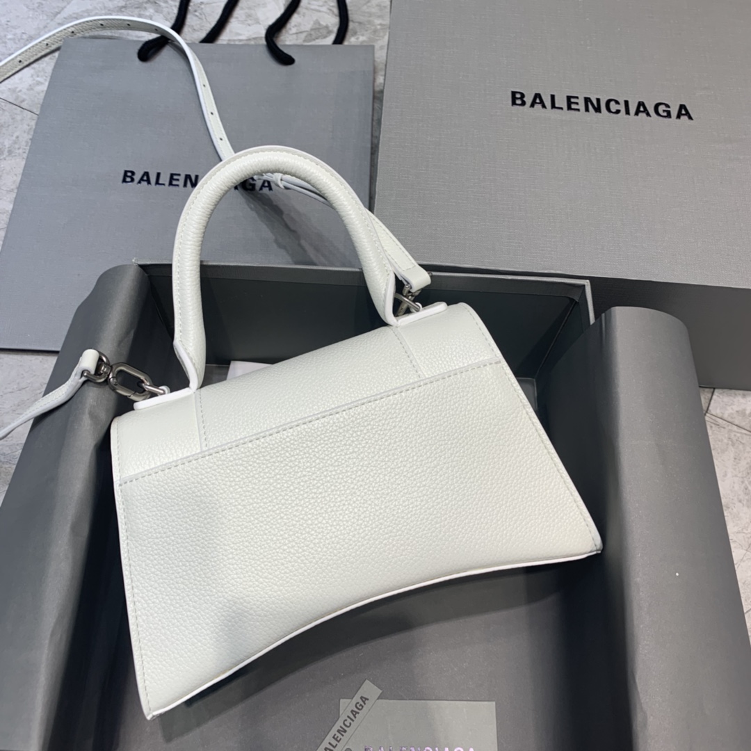 Balenciaga Hourglass Small Handbag Grain Calfskin Shoulder Bag White